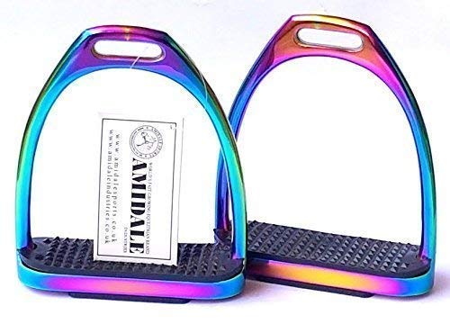 Amidale RAINBOW GLOSS FILLIS IRONS STIRRUPS HORSE RIDING STAINLESS STEEL BNWT