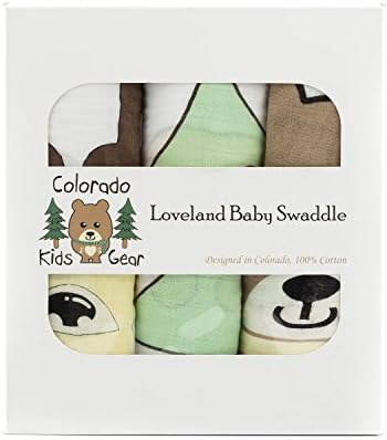 Colorado Kids Gear, All-Natural Cotton Muslin Baby Swaddle Blankets - 3 Pack. Breathable, Soft Cotton for Boy or Girl Baby Shower or Newborns. ColorFast Washable Fabric Ideal for Delicate Skin