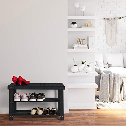 Homemaid-Living-Bamboo-3-Tier-Shoe-Rack-Bench-Premium-Shoe-Organizer-or-Entryway-Bench-Perfect-for-Shoe-Cubby-Entry-Bench-Bathroom-Bench-Entryway-Organizer-Hallway-or-Living-RoomBlack