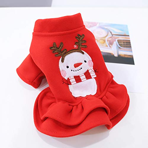 ZLOLIA Christmas Girl Red Dog Ruffle Dress Party Birthday Pet Apparel for Small/Medium Dogs Sundress - Thumbnail 3