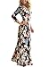 AlvaQ Women Spring Sexy Deep V Neck 3 4 Sleeve Eveing Formal Maxi Dress Cocktail Plus Size Large Black