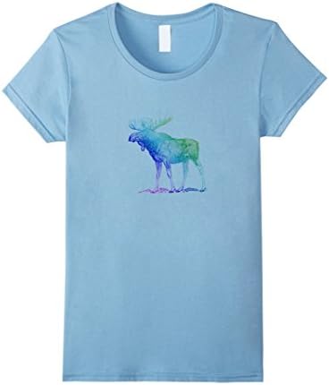 Womens Moose Shirt Women Large Baby Blue
