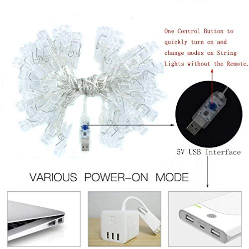 LiyuanQ 40 LED Photo Clip String Lights with Remote, 8 Modes Indoor Fairy String Lights for Hanging Photos Pictures Cards and Memos, Ideal Gift for Bedroom Decoration (USB Operated, Warm White)