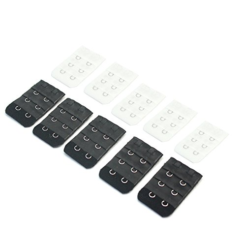 10x Bra Extender Strap Replacement 2 Hooks Row Black White Color Women Ladies - Thumbnail 6