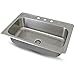 Sink Smart Top Mount Single Bowl 4-Hole Kitchen Sink Stainless Steel 18 Gauge - Satin Brush Finish