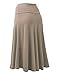 Lock and Love LL WB1105 Womens Lightweight Fold Over Flared Midi Skirt M TAUPE