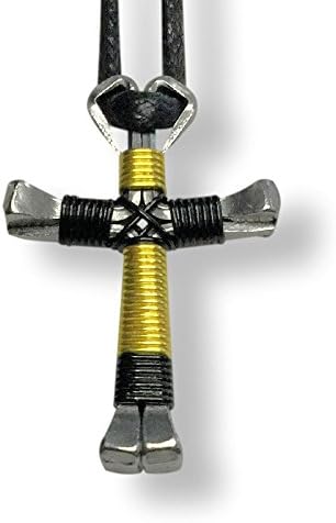 Horseshoe CrossesSport - Yellow & Black Horseshoe Nail Cross Necklace