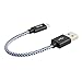 iKits Short Micro USB Cable 0.5ft Nylon Braided High Speed Durable Sync and Charge Cord Compatible with S7, HTC, LG & etc, Metal Plug & Mixed Color Cotton Jacket, USB 2.0 A Male to Micro B [5-Pack]