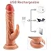 Vibrating Dildo with 3 Powerful Motors Bunny Ears for G Spot Clitoral Stimulation, Paloqueth Realistic 360°Rotation Rabbit Vibrator 3 Speeds 7 Vibration Modes for Women, Rechargeable