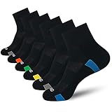 BERING Men's Athletic Cushion Quarter Socks for Running, Hiking, Work (6 Pack)
