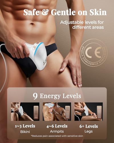 Haarlosy IPL Laser Hair Removal Device for Women and Men 3-in-1 Lazer Hair Remover with 9 Levels Auto Mode 999,900 Flashes for Upper Lips Bikini Line All Body Salon Quality Result at Home, White Gold