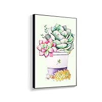 Framed Canvas Home Artwork Decoration Succulent Plant Canvas Wall Art for Living Room, Bedroom - 16x24 inches