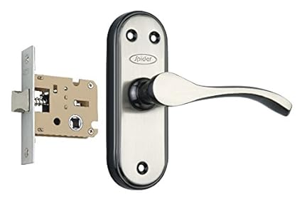 Spider Steel Baby Latch Keyless Lock Complete Set With Black Silver Finish (S115BBS + KBL), [ HSN Code:83014090 ] , (Bathroom & Bedroom Lock)
