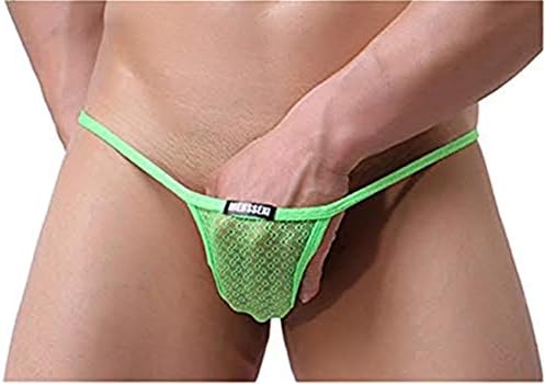 Yomie Men's Underwear Low Rise See Through Underwear T-Back Thong Jockstrap U Convex G-String Briefs Lace Transparent Comfortable Mini Bikini T-Back Thong