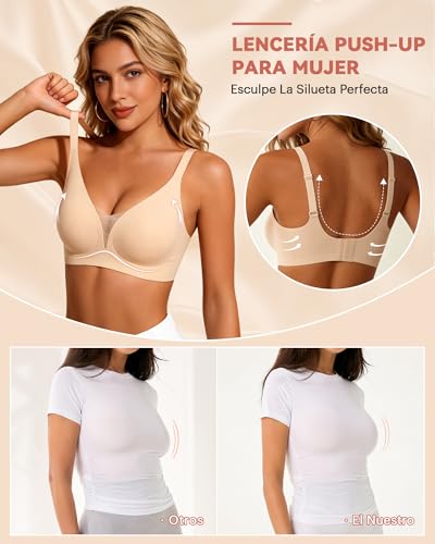Bresdk Bra Women Wirefree Seamless Jelly Bra Deep V Soft Mesh Design Push Up Bralette Comfortable Comfort Bra Breathable Daily