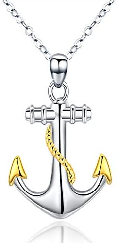Silver Necklace for Women 925 Sterling Silver Anchor Pendant Sailor Necklace Nautical jewelry Birthday Gifts for Girls Friend