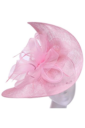 Womens Fashion Sheer Formal Sun Hat w/Bow - Pink