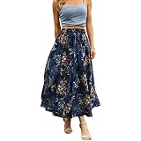 Women's Long Maxi Skirt With Pockets - Floral Print Midi Length Casual Skirt For Beach & Holiday - View #5