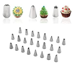 24 piezas Puntas de boquillas de tuberías de acero inoxidable con ...