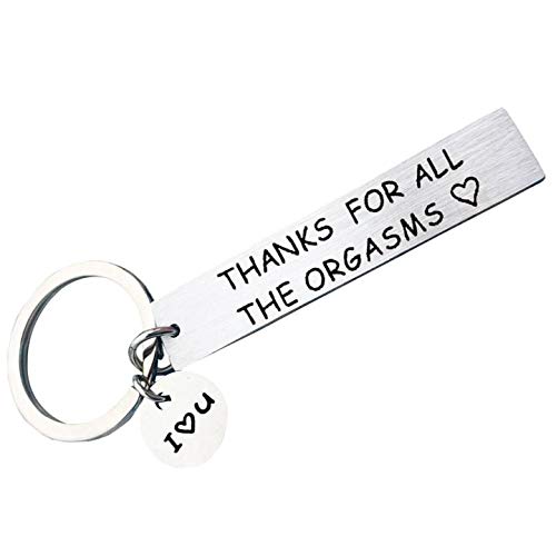 JK Home I Love You Thanks for all the orgasms Stainless Steel Keychain Keyring Couple Gift Heart
