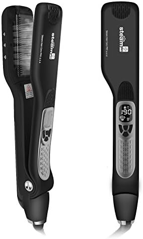 LENMO Steam Hair Straightener Flat Iron,Salon Ceramic Tourmaline Steam Flat Iron for Hair Straightening with Digital LCD Display, Global General Voltage 360°Swivel Cord (Balck)