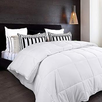 Fooaot All-Season White Down Alternative Quilted Comforter - Corner Duvet Tabs - Hypoallergenic - - Machine Washable - Duvet Insert or Stand-Alone Comforter (White, Queen)