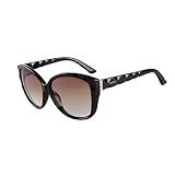YOLEZI Cateye Oversized Designer Vintage 80s Sunglasses for Women with UV Protection (Black & Brown, 60)
