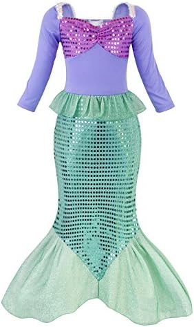Filare Little Mermaid Princess Ariel Costume Girls Dress up Fancy Party Dress 3-12 Years