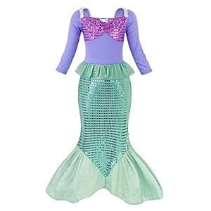 Comprar Sirenita Ariel Disfraz Niña Cumpleaños,Princesa Sirena Vestido - Fiesta Cosplay Halloween Navidad Carnaval Ceremonia Bautizo - Envío Barato o Gratis