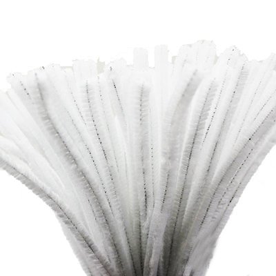Carykon 100 PCS Fuzzy Chenille Stems Pipe Cleaners for Arts and Crafts (White)