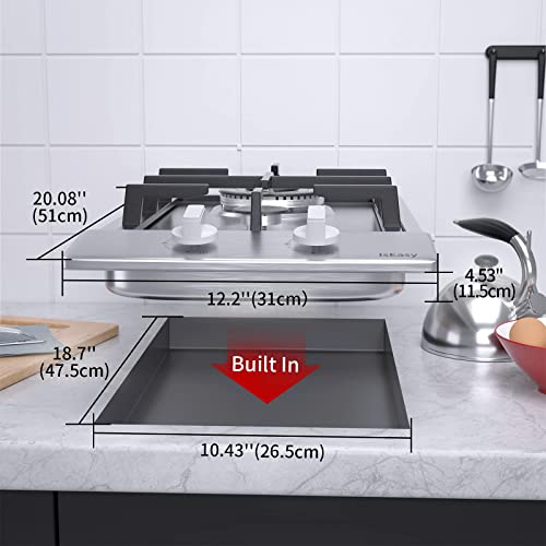 Gas Cooktop 12 inch Stainless Steel 2 Burners Builtin Gas Hob Stove