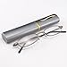 Ultra Slim Polished Full Frame Lightweight Eye-wear Reading Glasses w/ Portable Aluminum Pen Clip Tube Case (+3.00, Gunmetal frame)