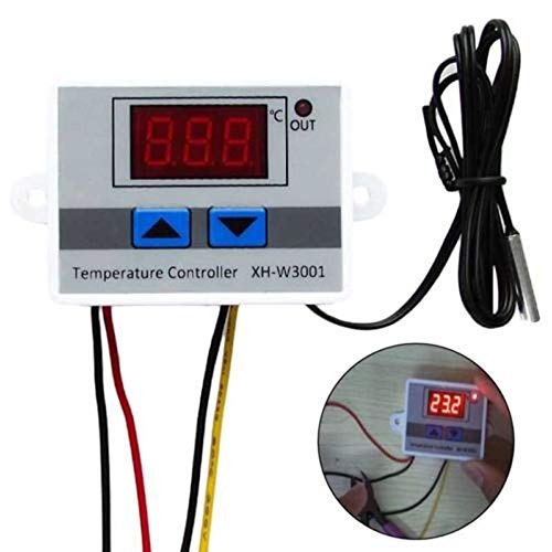 Digital LED Temperature Controller Thermostat Control Switch Waterproof Probe Wire Connect High Sensitivity Temperature Sensor-White 12V