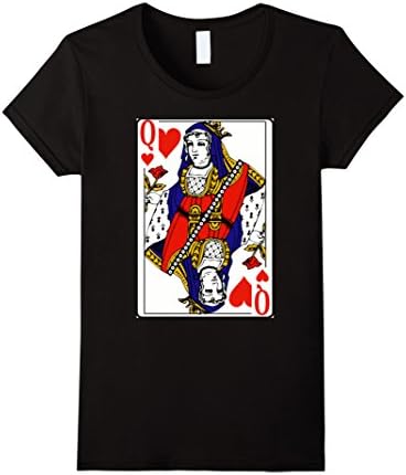 Womens Vintage Queen Of Hearts Playing Cards T-Shirt Design Costume Medium Black