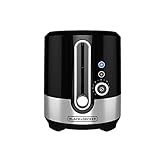 BLACK+DECKER 2-Slice Extra Wide Slot Toaster, Modern Oval, Black with Stainless Steel Wrap, TR2200SBD