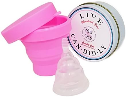 **Complete Menstrual Cup Set** - Candid Cup - Collapsible Menstrual Cup &amp; Foldable Sterilizing Cup - Tampon and Pad Alternative - Feminine Hygiene Protection - Size Small