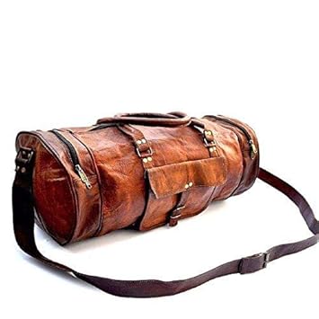 Anshika International Mens and Womens Leather Travel Duffle Bag (Brown)