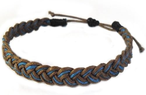Rare Unique Asian Vintage Art Handmade 100% Thai Buddha Fashion Style Brown Blue Color Cord Wristband Bracelet from Thailand
