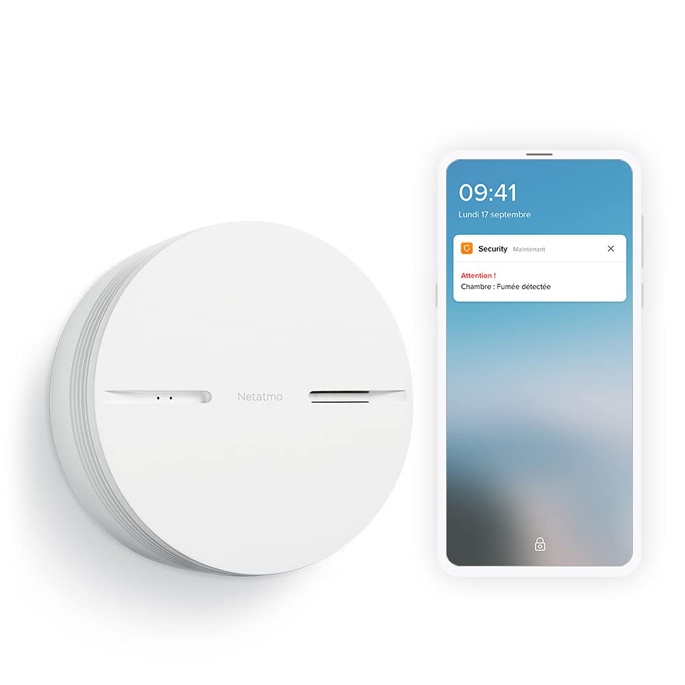 Netatmo Intelligent Smoke Detector, 10 Years Battery, Automated Tests, Connected Fire Alarm without Home Automation Box, Certified NF and EN14604, NSA-FR, Unique, White