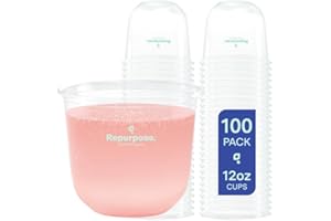 REPURPOSE COMPOSTABLES Repurpose Disposable Stemless Glasses, 12oz, 100 Cups, Plant-Based, BPA Free, No PFAS Added, Certified BioBased, FDA Non-Toxic, Ultimate Cool Girl Cup