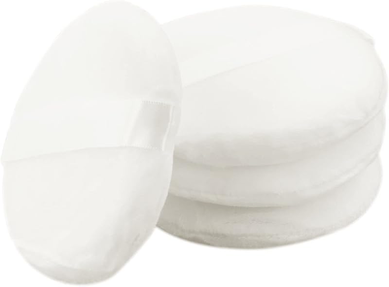 SZCXDKJ 4pcs 4.13" Large Velour Powder Puff Ultra Soft Washable Reusable Loose