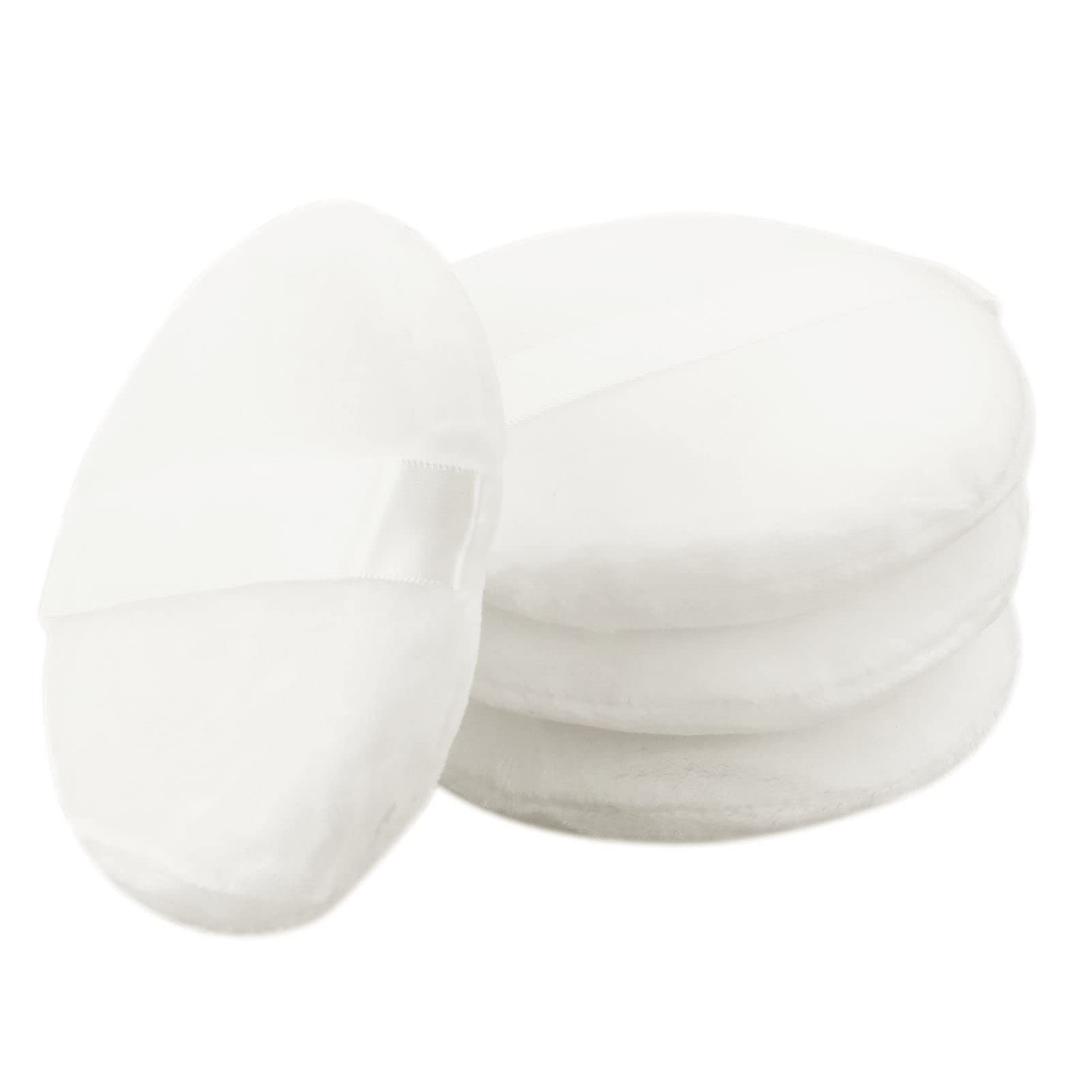 4 pcs 4.13 Inch Round Powder Puff, Ultra Soft Washable Reusable Large Velour Face Body Powder Puff Loose Powder Puff Wet Dry Makeup Tool