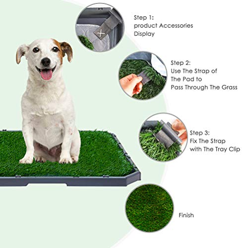 BINGPET Dog Grass Training Potty Pad, with Foldable Tray and Washable