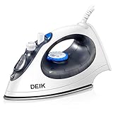 Deik Iron, Steam Iron, 1500 Watt Dry and Steam 2 in 1 Clothes Iron, Anti-drip Nonstick Stainless Steel Iron with Steam Control and 8' 360-degree Swivel Cord, Automatic Shut off, Self- Clean