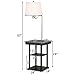 Costzon Floor Lamp, Swing Arm Lamp w/Shade Built in End Table Includes 2 USB Ports (White Shade)