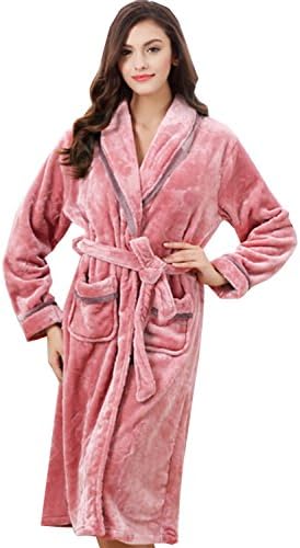 KM bathrobeKm Women Autumn and Winter Long Coral Velvet Night-gown Thicken Bathrobe