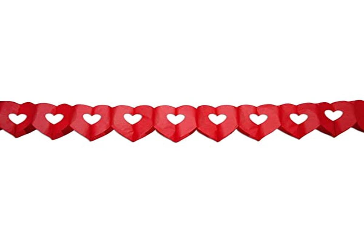 Folat 6 m garland, double heart, red