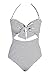 CUPSHE Fashion Women's Stripe Cutout Halter One-Piece Halter Padding Swimsuit (L, Stripe)