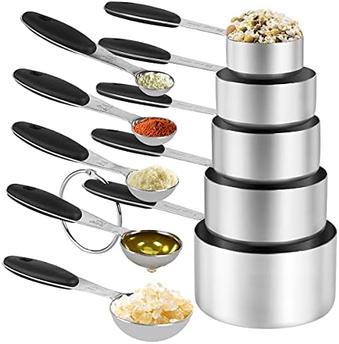 10 Pieces Measuring Cups and Spoons set,KELOFKO 18/8 Stainless Steel ...
