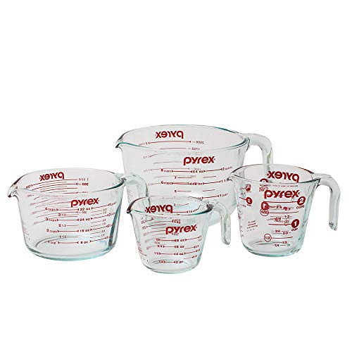 Pyrex Tempered Glass Liquid Measuring Cups Set, Includes 1Cup, 2Cup